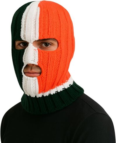 Balaclava Face Mask Men Winter Irish Irish Tricolor Balaclava Crochet Hat Hat Music Festival Halloween Winter Balaclava Men Multi in Saudi Arabia