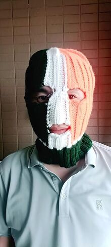 Balaclava Face Mask Men Winter Irish Irish Tricolor Balaclava Crochet Hat Hat Music Festival Halloween Winter Balaclava Men Multi in Saudi Arabia