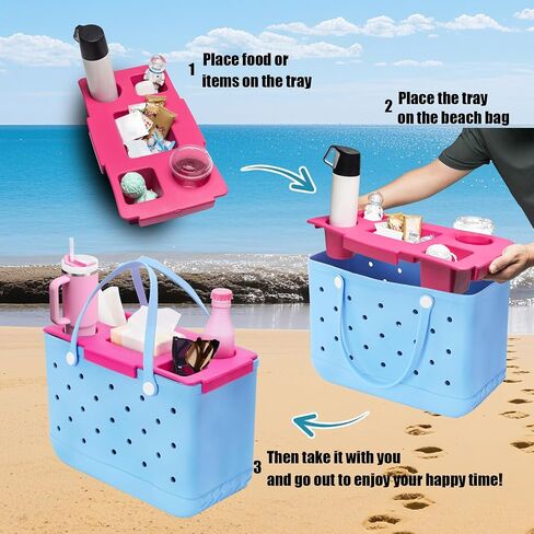 Top Cup Holder Tray Compatible for Bogg Bag XL, Waterproof EVA Accessories Storage Box for Stanley - Outdoor Beach Camping Swimming (Rose Pink) in Saudi Arabia