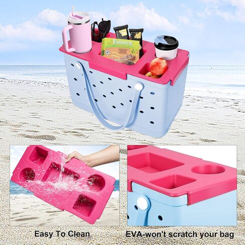 Top Cup Holder Tray Compatible for Bogg Bag XL, Waterproof EVA Accessories Storage Box for Stanley - Outdoor Beach Camping Swimming (Rose Pink) in Saudi Arabia