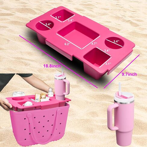 Top Cup Holder Tray Compatible for Bogg Bag XL, Waterproof EVA Accessories Storage Box for Stanley - Outdoor Beach Camping Swimming (Rose Pink) in Saudi Arabia
