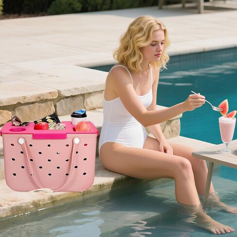 Top Cup Holder Tray Compatible for Bogg Bag XL, Waterproof EVA Accessories Storage Box for Stanley - Outdoor Beach Camping Swimming (Rose Pink) in Saudi Arabia