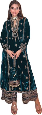 GRC Women's Salwar Kameez Straight Suit Viscos Velvet Traditional Indian Pakistani Ready To Wear Dress in Kuwait