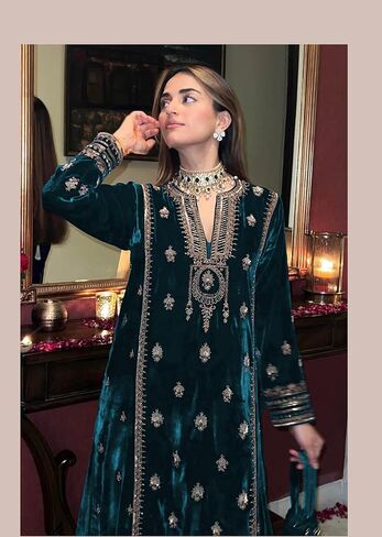 GRC Women's Salwar Kameez Straight Suit Viscos Velvet Traditional Indian Pakistani Ready To Wear Dress in Kuwait