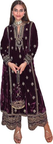 GRC Women's Salwar Kameez Straight Suit Viscos Velvet Traditional Indian Pakistani Ready To Wear Dress in Kuwait