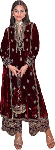 GRC Women's Salwar Kameez Straight Suit Viscos Velvet Traditional Indian Pakistani Ready To Wear Dress in Kuwait