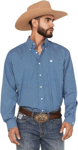 Cinch Men Ploral Print Long Sleeve Button Down Western Dritt Blue X- in Saudi Arabia