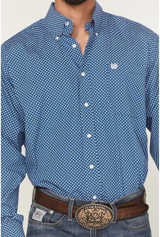 Cinch Men Ploral Print Long Sleeve Button Down Western Dritt Blue X- in Saudi Arabia