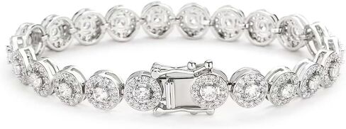 18K gold women's tennis bracelet, 18K gold/white gold inlaid moissanite bracelet, round rock sugar moissanite diamond bracelet in Saudi Arabia