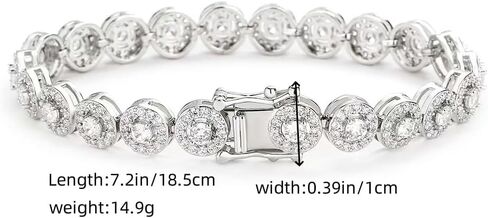 18K gold women's tennis bracelet, 18K gold/white gold inlaid moissanite bracelet, round rock sugar moissanite diamond bracelet in Saudi Arabia