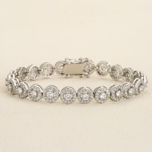 18K gold women's tennis bracelet, 18K gold/white gold inlaid moissanite bracelet, round rock sugar moissanite diamond bracelet in Saudi Arabia