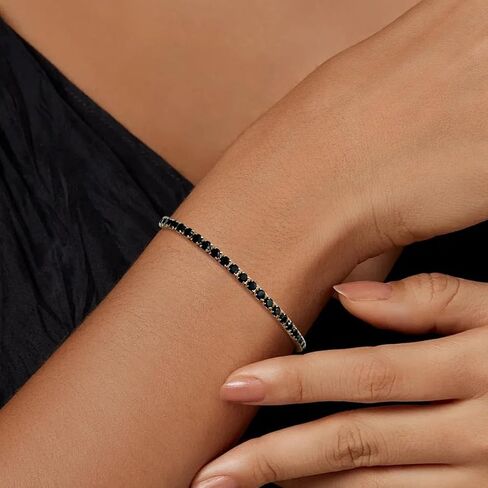 Tennis Bracelets for Women Gold, Vibrant Cubic Zirconia Tennis Bracelet, 14K Gold Plated 3mm Hand Chain Bracelet Available in Red/Black/Pink/Green Non Tarnish Woman Jewelry Gifts in Kuwait