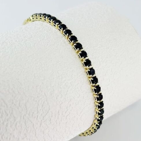 Tennis Bracelets for Women Gold, Vibrant Cubic Zirconia Tennis Bracelet, 14K Gold Plated 3mm Hand Chain Bracelet Available in Red/Black/Pink/Green Non Tarnish Woman Jewelry Gifts in Kuwait