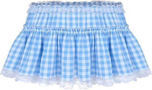 Women's Short Gingham Skirt Lace Trim Flowy Mini Plaid Skirt Summer Fall Casual Clothes Y2k Trendy Streetwear in Saudi Arabia
