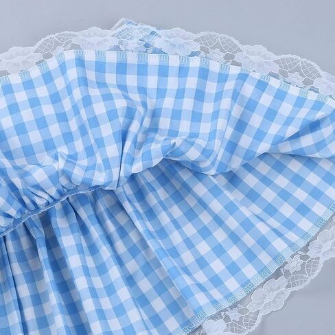 Women's Short Gingham Skirt Lace Trim Flowy Mini Plaid Skirt Summer Fall Casual Clothes Y2k Trendy Streetwear in Saudi Arabia