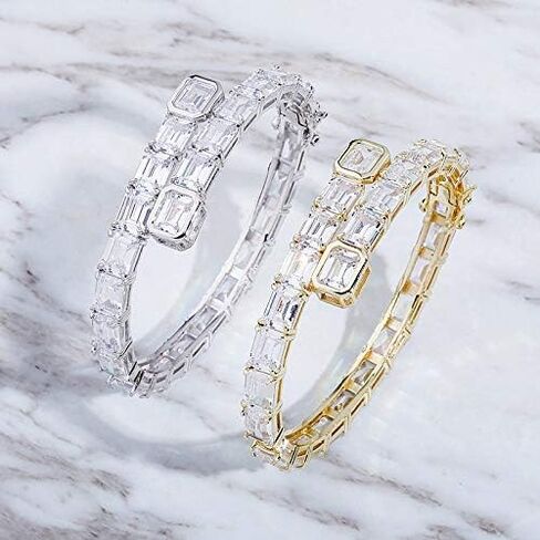 14K الذهب على S925 Emerald Cut Jewelry Mossanite ، سوار التنس على طراز الهيب هوب ، اللمعان الكلاسيكي يلتقي بالذوق المعاصر ، هدايا عيد الأب لأبي in Saudi Arabia