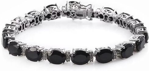 Shop LC Black Spinel & Zircon 41.15 CTW Tennis Bracelets للنساء في 925 الفضة الاسترليني مع هدايا عيد ميلاد الحجر الأحجار الكريمة المغطاة بالأحجار الكريمة البلاتينية للسيدات - 7.25 " in Saudi Arabia