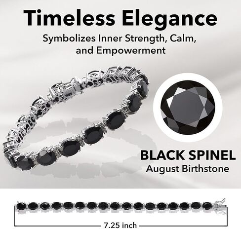 Shop LC Black Spinel & Zircon 41.15 CTW Tennis Bracelets للنساء في 925 الفضة الاسترليني مع هدايا عيد ميلاد الحجر الأحجار الكريمة المغطاة بالأحجار الكريمة البلاتينية للسيدات - 7.25 " in Saudi Arabia