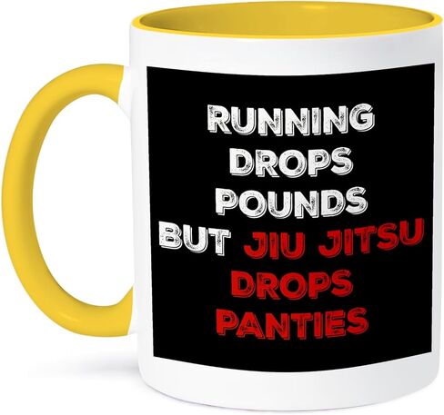 سراويل داخلية 3dRose Running Pounds But Jiu Jitsu Drops، كوب بحروف، 11 أونصة، أسود/أبيض/أحمر in Saudi Arabia