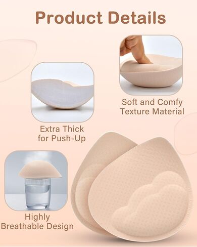 Super Thick Bra Pads Inserts for Push Up, Bra Pads Breast Enhancers Add 1-2 Cups for Women Dresses, Swimsuits, Sport in Saudi Arabia