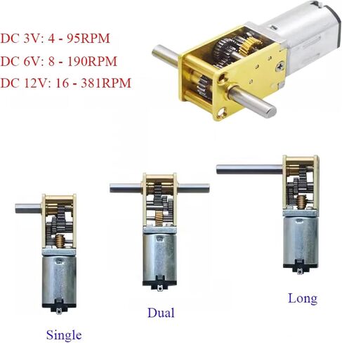 N20-1218 DC GEAR MOTOR ، علبة تروس الدودة المعدنية ، 3V-12V ، عمود واحد/مزدوج/طويل ، نطاق سرعة 4-381 دورة في الدقيقة ، عزم الدوران العالي (17RPM-68RPM عمود طويل) in Saudi Arabia