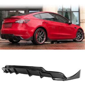 Rear Bumper Diffuser Lip 3pcs for Tesla Model 3 2017-2023 Performance Style ABS Rear Bumper Molding Protector Lip (Carbon Fiber Print) in Kuwait