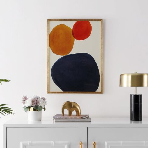 SAFAVIEH Home Collection Primary Objective Denim Blue/Red/Gold 18 x 24-inch Modern Abstract Framed Wall Art for Bedroom, Living Room, Foyer, Dining Area, Entryway in Saudi Arabia