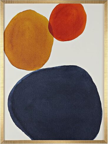 SAFAVIEH Home Collection Primary Objective Denim Blue/Red/Gold 18 x 24-inch Modern Abstract Framed Wall Art for Bedroom, Living Room, Foyer, Dining Area, Entryway in Saudi Arabia