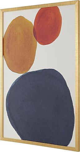 SAFAVIEH Home Collection Primary Objective Denim Blue/Red/Gold 18 x 24-inch Modern Abstract Framed Wall Art for Bedroom, Living Room, Foyer, Dining Area, Entryway in Saudi Arabia