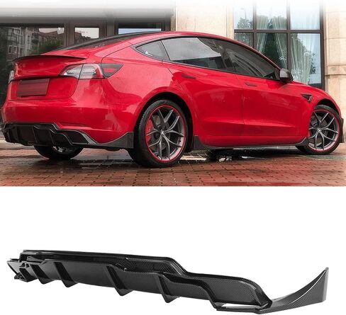الشفة الخلفية الناشر الشفاه 3pcs ل Tesla Model 3 2017-2023 نمط الأداء ABS الصدفة الخلفية الشفة الواقي الصدفة (طباعة ألياف الكربون) in Kuwait