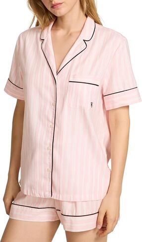 Victoria's Secret Flannel Pajama Set, Short Sleeve Button Down Shirt and Shorts, Sleepwear for Women (XS-XXL) in Saudi Arabia