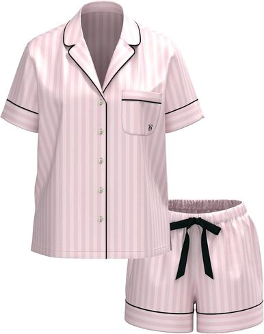 Victoria's Secret Flannel Pajama Set, Short Sleeve Button Down Shirt and Shorts, Sleepwear for Women (XS-XXL) in Saudi Arabia