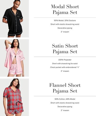 Victoria's Secret Flannel Pajama Set, Short Sleeve Button Down Shirt and Shorts, Sleepwear for Women (XS-XXL) in Saudi Arabia
