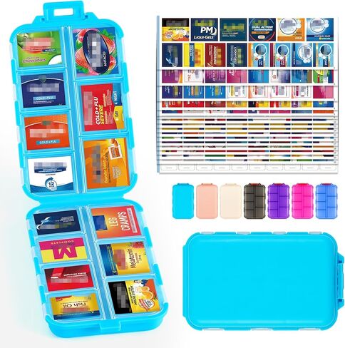 3 حزمة منظم حبوب منع الحمل مع ملصقات وملصقات بالجملة - صيدلية الطب اليومية الصغيرة والمحمولة للجيب ، حقيبة - حامل ملحق قابلة للطي 14 مؤسسة لفيتامين زيت السمك - واضح in Kuwait