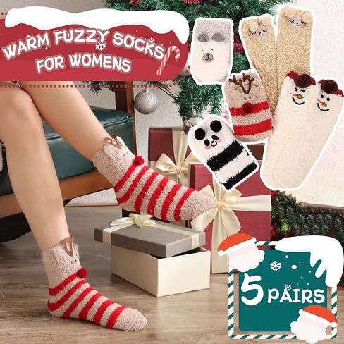 ProEtrade Fuzzy Socks for Women Teen Girls Fluffy Christmas Cozy Slipper Cabin Soft Winter Warm Fleece Socks in Saudi Arabia