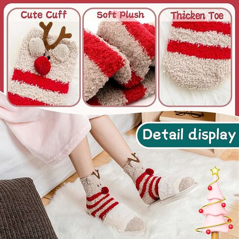 ProEtrade Fuzzy Socks for Women Teen Girls Fluffy Christmas Cozy Slipper Cabin Soft Winter Warm Fleece Socks in Saudi Arabia