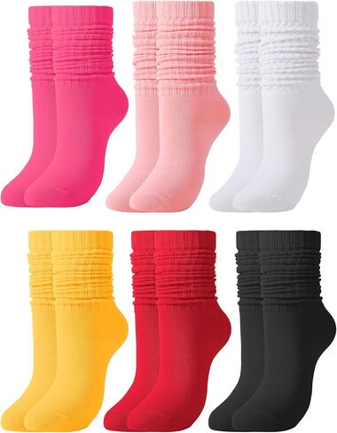 Jspupifip Slouch Socks for Women, Neon Sock 80s Breathable Stacked Scrunchy Socks Extra Long Knit Knee High Scrunch Sock in Saudi Arabia