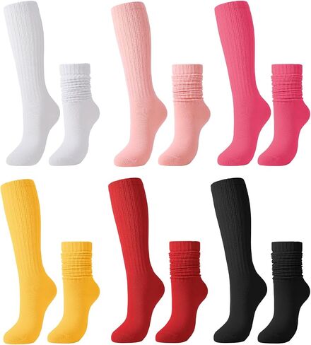 Jspupifip Slouch Socks for Women, Neon Sock 80s Breathable Stacked Scrunchy Socks Extra Long Knit Knee High Scrunch Sock in Saudi Arabia