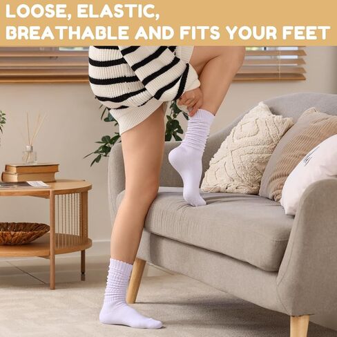 Jspupifip Slouch Socks for Women, Neon Sock 80s Breathable Stacked Scrunchy Socks Extra Long Knit Knee High Scrunch Sock in Saudi Arabia