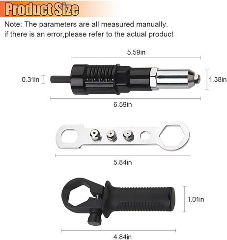 Pop Rivet Gun Adapter Kit, Cordless Electric Power Drill Rivets Attachment with 4 Rivet Heads 2.4mm, 3.2mm, 4.0mm & 4.8mm, Riveter Insert Nut Tool for Pop Riveting Work in Saudi Arabia