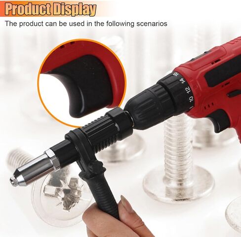 Pop Rivet Gun Adapter Kit, Cordless Electric Power Drill Rivets Attachment with 4 Rivet Heads 2.4mm, 3.2mm, 4.0mm & 4.8mm, Riveter Insert Nut Tool for Pop Riveting Work in Saudi Arabia