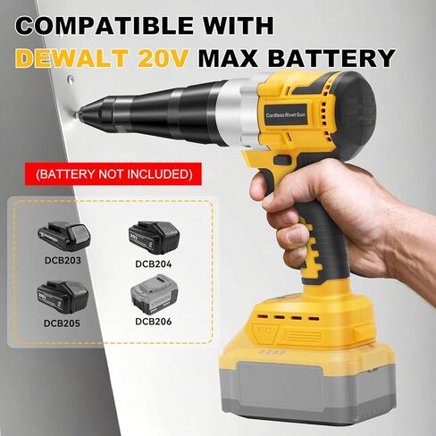 أداة البرشامات اللاسلكية لبطارية DE-WALT 20V MAX ، مجموعة أدوات برشام كهربائية لمدة 3 حجم (1/8 '' ، 5/32 '' ، 3/16 ") مسدس برشام البوب ​​الأعمى مع 100pcs 5/32 ' in Kuwait