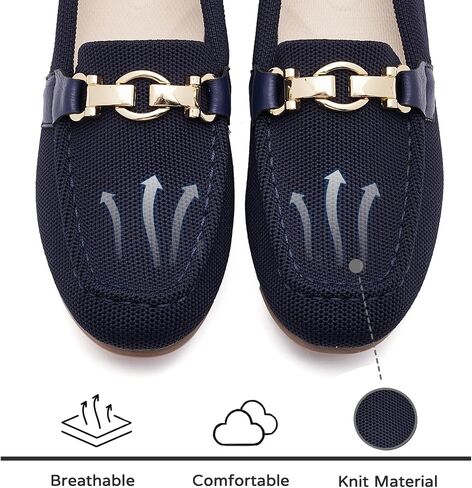 Womens Slip On Loafers Flats, Wide Width Memory Foam Arch Support | Knit, Suede-Like & PU Leather, Non-Slip Cushioned Shoes for Business Office, Commute, Walking, Driving & Dressy Casual Wear in Saudi Arabia