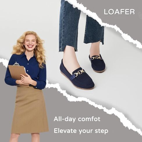 Womens Slip On Loafers Flats, Wide Width Memory Foam Arch Support | Knit, Suede-Like & PU Leather, Non-Slip Cushioned Shoes for Business Office, Commute, Walking, Driving & Dressy Casual Wear in Saudi Arabia