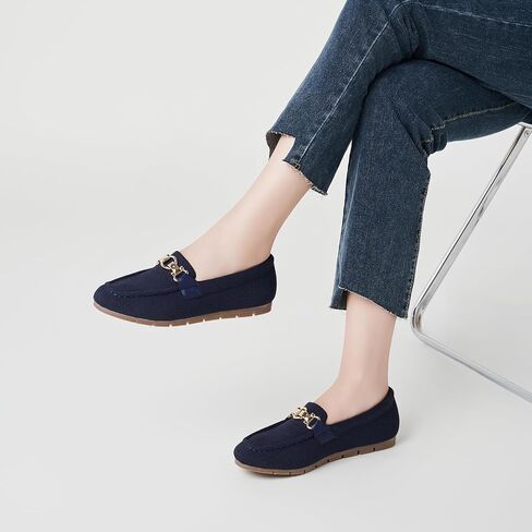 Womens Slip On Loafers Flats, Wide Width Memory Foam Arch Support | Knit, Suede-Like & PU Leather, Non-Slip Cushioned Shoes for Business Office, Commute, Walking, Driving & Dressy Casual Wear in Saudi Arabia