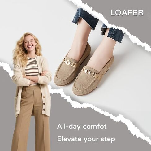 Womens Slip On Loafers Flats, Wide Width Memory Foam Arch Support | Knit, Suede-Like & PU Leather, Non-Slip Cushioned Shoes for Business Office, Commute, Walking, Driving & Dressy Casual Wear in Saudi Arabia