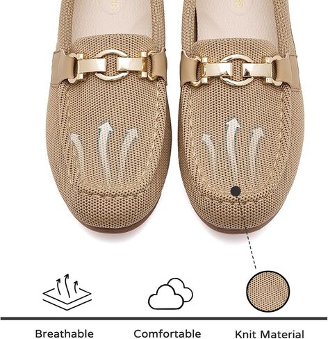 Womens Slip On Loafers Flats, Wide Width Memory Foam Arch Support | Knit, Suede-Like & PU Leather, Non-Slip Cushioned Shoes for Business Office, Commute, Walking, Driving & Dressy Casual Wear in Saudi Arabia
