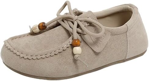 Women's Classic Suede Penny Loafers Comfort Handmade Slipper Moccasins Work Loafers with Lace-Up for Daily Walking Office in Kuwait