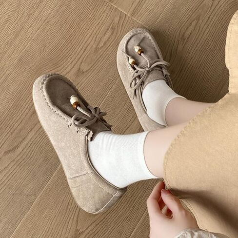Women's Classic Suede Penny Loafers Comfort Handmade Slipper Moccasins Work Loafers with Lace-Up for Daily Walking Office in Kuwait