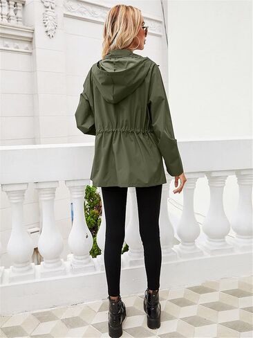 Women's Hooded Raincoat Waterproof Windproof Lightweight Jacket Outdoor Sports Windbreaker With Pockets in Saudi Arabia